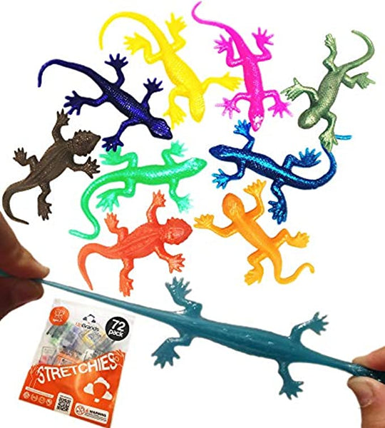 UpBrands 72 Super Stretchy Lizards Toys 3 Inches Bulk Set, 12 Colors