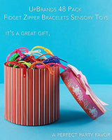 UpBrands 48 Pack Prizes for Kids Zipper Bracelets 7.5 Inches - Unicolor